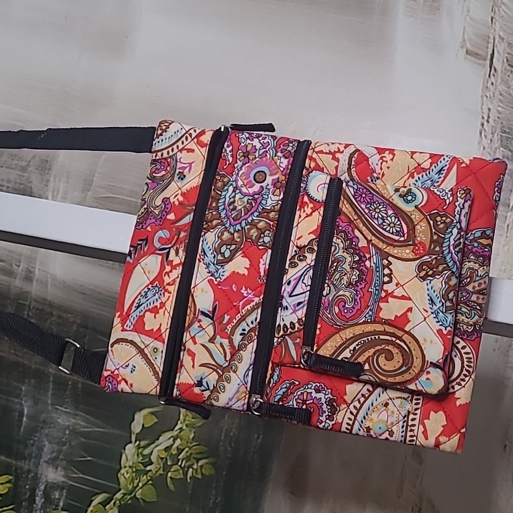 Bright colorful floral paisley ipad tablet travel padded carrying cross body bag